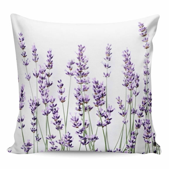 Throw Pillow Covers 18x18 Inch, Purple Lavender Decorative Pillow Cases for Couch Sofa Bed, Spring Botanical Garden Florals Motifs Cotton Linen Square Home Decor Pillowcases with Hidden Zipper