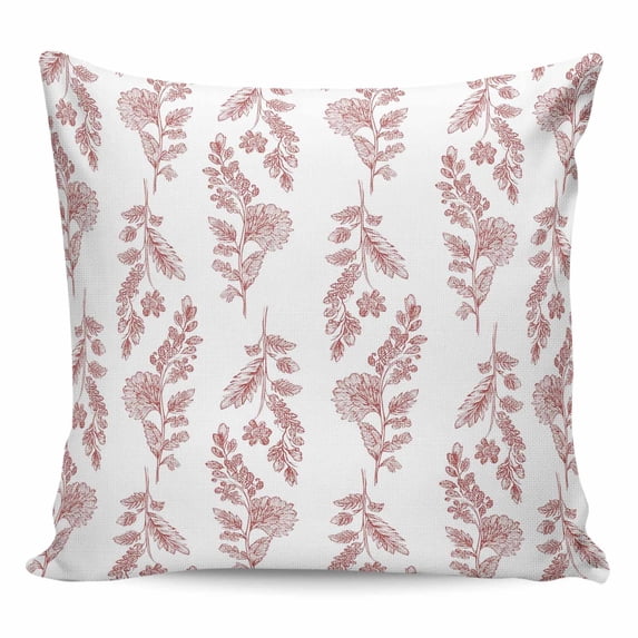 Throw Pillow Covers 18x18 Inch, Red Botanical Decorative Pillow Cases for Couch Sofa Bed, Pastoral Elegant Spring Floral Cotton Linen Square Home Decor Pillowcases with Hidden Zipper