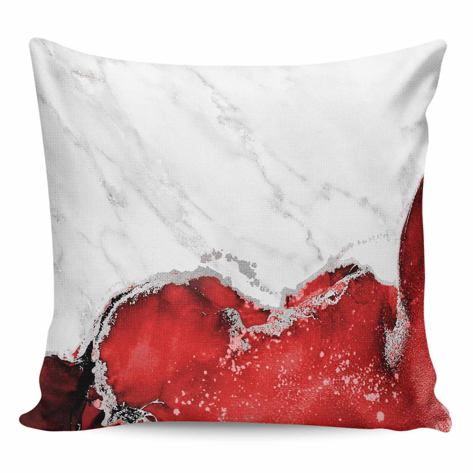 Throw Pillow Covers 18x18 Inch, Red Marble Crack Decorative Pillow Cases for Couch Sofa Bed, Modern Abstract Geometric Texture Cotton Linen Square Home Decor Pillowcases with Hidden Zipper
