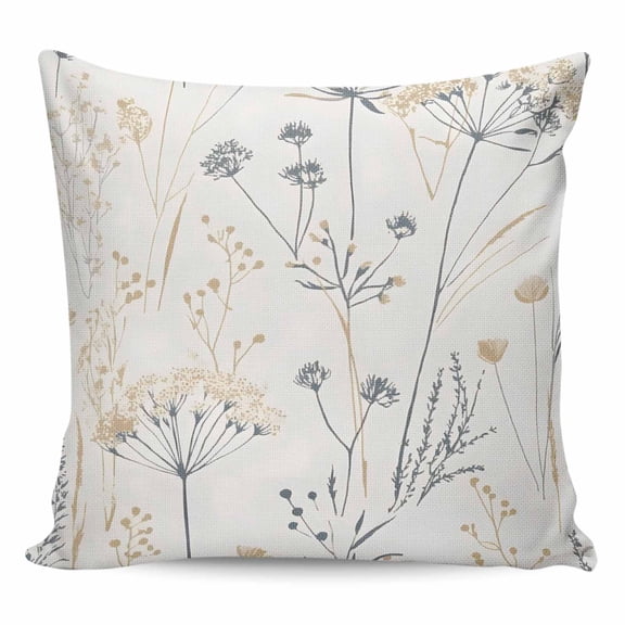Throw Pillow Covers 18x18 Inch, Retro Floral Botanical Decorative Pillow Cases for Couch Sofa Bed, Watercolor Flowers Rustic Cotton Linen Square Home Decor Pillowcases with Hidden Zipper