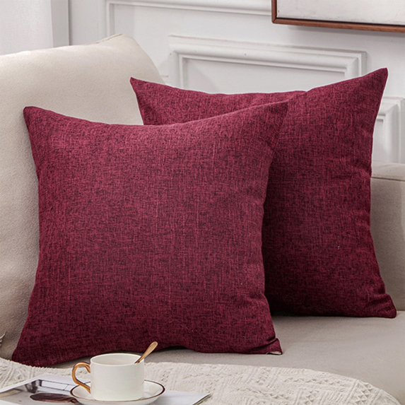Throw Pillow Covers 18x18 Inch, Rustic Linen Decorative Square Pillowcases, Farmhouse Holiday Cushion Covers for Couch Sofa Living Room Bedroom Outdoor Home Decor