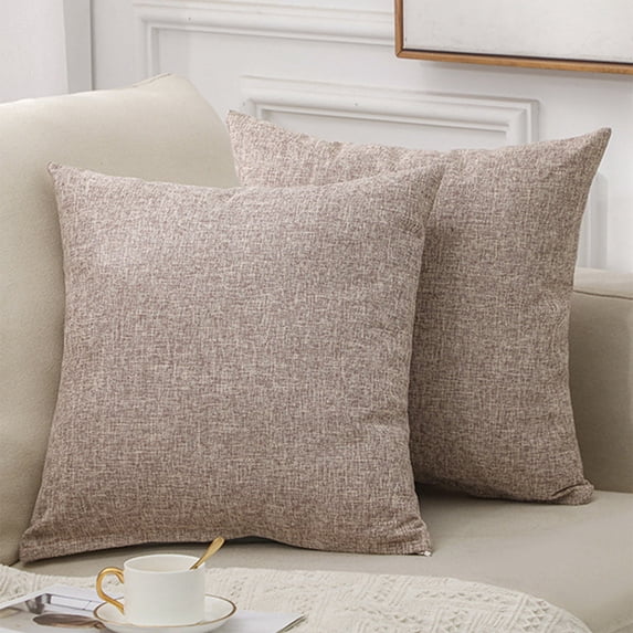 Throw Pillow Covers 18x18 Inch, Rustic Linen Decorative Square Pillowcases, Farmhouse Holiday Cushion Covers for Couch Sofa Living Room Bedroom Outdoor Home Decor