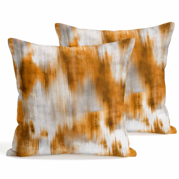 Throw Pillow Covers 18x18 Inch Set of 2 Abstract Art Painting Decorative Pillows Cushion Case Soft Square Pillowcases Modena Lines Ombre Orange Throw Pillows for Couch Sofa Bed Chair Home Decor