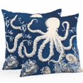 thumbnail image 1 of Throw Pillow Covers 18x18 Inch Set of 2, Beige Octopus Coastal Waterproof Outdoor Pillow Covers, Navy Blue Nautical Ocean Coral Decorative Cushion Pillowcases for Couch, Sofa, Bed, Garden, Patio, 1 of 9