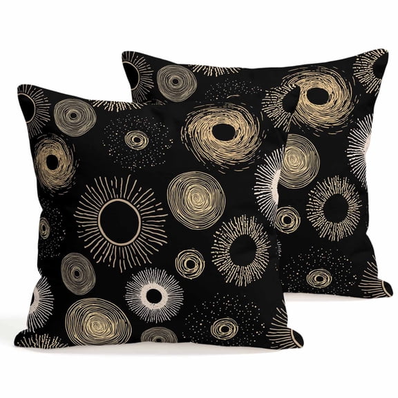 Throw Pillow Covers 18x18 Inch Set of 2 Black Circle Decorative Pillows Cushion Case Soft Square Pillowcases Lines Modern Abstract Art Throw Pillows for Couch Sofa Bed Chair Home Decor