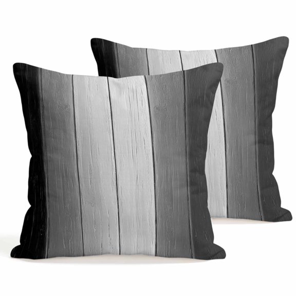 Throw Pillow Covers 18x18 Inch Set of 2 Black Grey Wood Grain Decorative Pillows Cushion Case Soft Square Pillowcases Farm Wooden Throw Pillows for Couch Sofa Bed Chair Home Decor