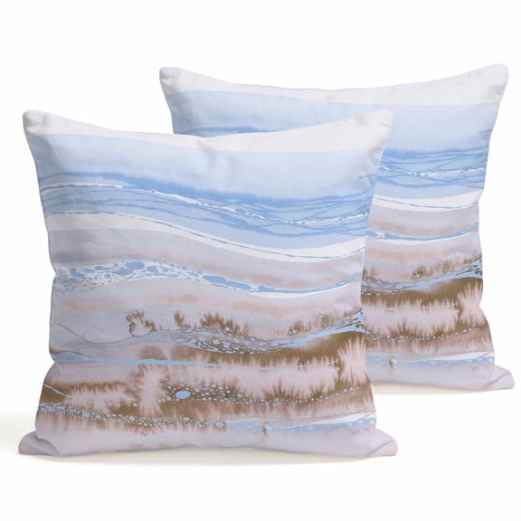 Throw Pillow Covers 18x18 Inch Set of 2 Blue Brown Marble Decorative Pillows Cushion Case Soft Square Pillowcases Abstract Fluid Throw Pillows for Couch Sofa Bed Chair Home Decor