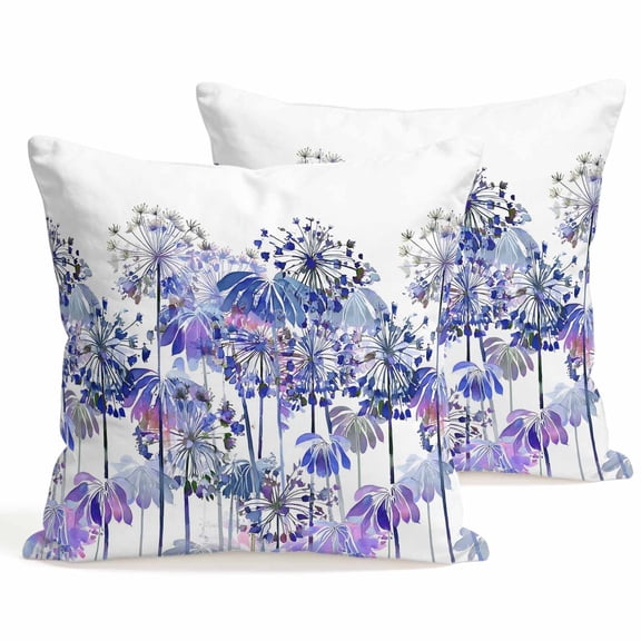 Throw Pillow Covers 18x18 Inch Set of 2 Blue Dandelion Decorative Pillows Cushion Case Soft Square Pillowcases Spring Bloom Flowers Throw Pillows for Couch Sofa Bed Chair Home Decor