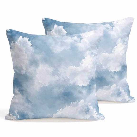 Throw Pillow Covers 18x18 Inch Set of 2 Blue Sky Cloud Decorative Pillows Cushion Case Soft Square Pillowcases Gradient Color Throw Pillows for Couch Sofa Bed Chair Home Decor
