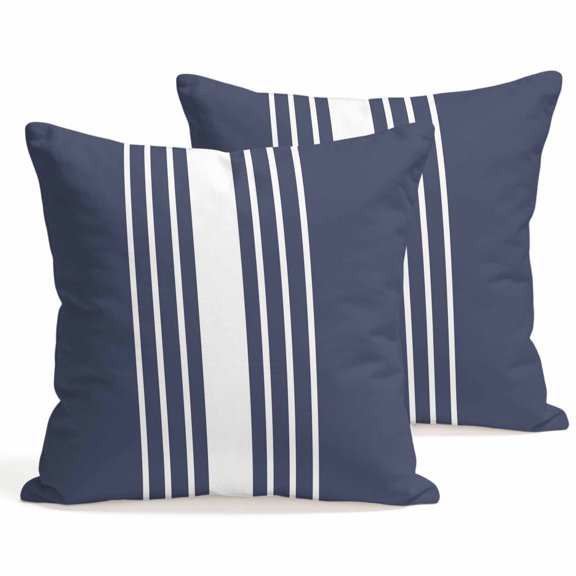 Throw Pillow Covers 18x18 Inch Set of 2 Blue Vertical Stripes Decorative Pillows Cushion Case Soft Square Pillowcases Classic Striped Throw Pillows for Couch Sofa Bed Chair Home Decor