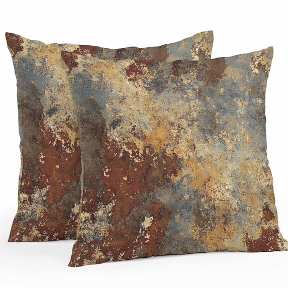 Throw Pillow Covers 18x18 Inch Set of 2, Brown Gray Waterproof Outdoor Pillow Covers, Rustic Abstract Gradient Mottled Texture Decorative Cushion Pillowcases for Couch, Sofa, Bed, Garden, Patio