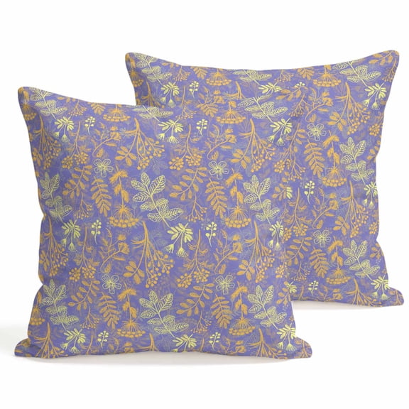 Throw Pillow Covers 18x18 Inch Set of 2 Dandelion Flower Decorative Pillows Cushion Case Soft Square Pillowcases Daisy Floral Leaves Navy Blue Purple Throw Pillows for Couch Sofa Bed Chair Decor