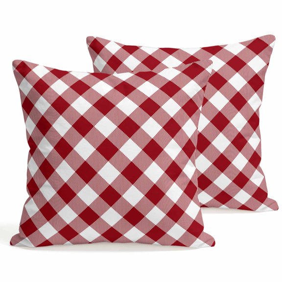 Throw Pillow Covers 18x18 Inch Set of 2 Dark Red Buffalo Check Plaid Decorative Pillows Cushion Case Soft Square Pillowcases Farmhouse Style Throw Pillows for Couch Sofa Bed Chair Home Decor