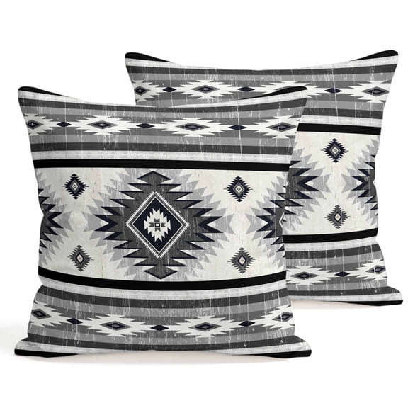 Throw Pillow Covers 18x18 Inch Set of 2 Gray Boho Aztec Decorative Pillows Cushion Case Soft Square Pillowcases Southwest Tribal Geometric Throw Pillows for Couch Sofa Bed Chair Home Decor