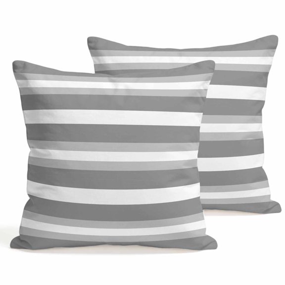 Throw Pillow Covers 18x18 Inch Set of 2 Gray Stripe Decorative Pillows Cushion Case Soft Square Pillowcases Grey Simple Striped Throw Pillows for Couch Sofa Bed Chair Home Decor