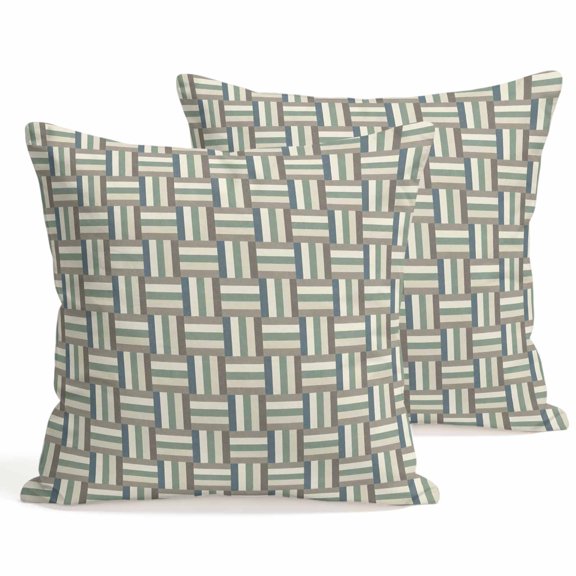 Throw Pillow Covers 18x18 Inch Set of 2 Green Stripe Lines Decorative Pillows Cushion Case Soft Square Pillowcases Geometric Striped Throw Pillows for Couch Sofa Bed Chair Home Decor