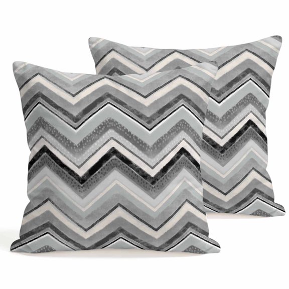 Throw Pillow Covers 18x18 Inch Set of 2 Grey Chevron Decorative Pillows Cushion Case Soft Square Pillowcases Geometric Design Stripe Throw Pillows for Couch Sofa Bed Chair Home Decor