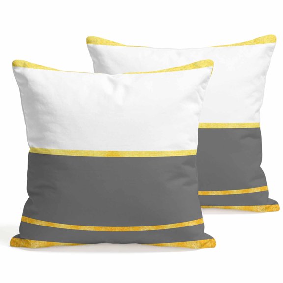 Throw Pillow Covers 18x18 Inch Set of 2 Grey Decorative Pillows Cushion Case Soft Square Pillowcases Luxury Golden Stripes Lines Throw Pillows for Couch Sofa Bed Chair Home Decor