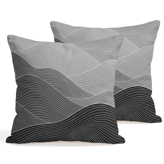 Throw Pillow Covers 18x18 Inch Set of 2 Grey Mountain Ridges Decorative Pillows Cushion Case Soft Square Pillowcases Topographic Lines Peaks Throw Pillows for Couch Sofa Bed Chair Home Decor