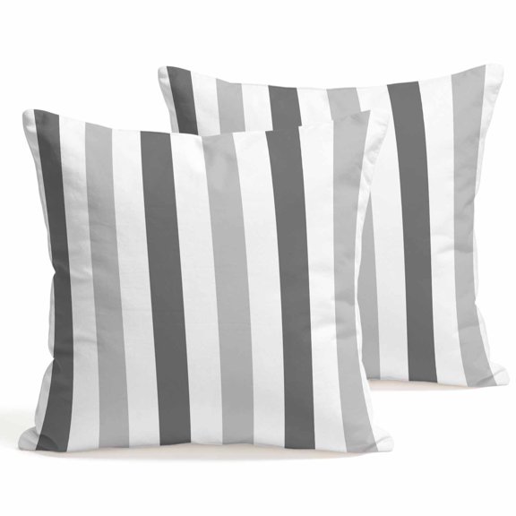 Throw Pillow Covers 18x18 Inch Set of 2 Grey Striped Decorative Pillows Cushion Case Soft Square Pillowcases Vertical Stripes Throw Pillows for Couch Sofa Bed Chair Home Decor