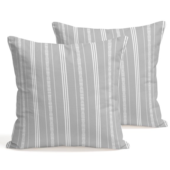 Throw Pillow Covers 18x18 Inch Set of 2 Grey Stripes Decorative Pillows Cushion Case Soft Square Pillowcases Minimalist Vertical Striped Throw Pillows for Couch Sofa Bed Chair Home Decor