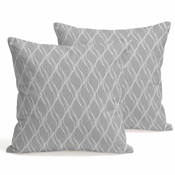 Throw Pillow Covers 18x18 Inch Set of 2 Grey Stripes Lines Decorative Pillows Cushion Case Soft Square Pillowcases Abstract Waves Striped Throw Pillows for Couch Sofa Bed Chair Home Decor