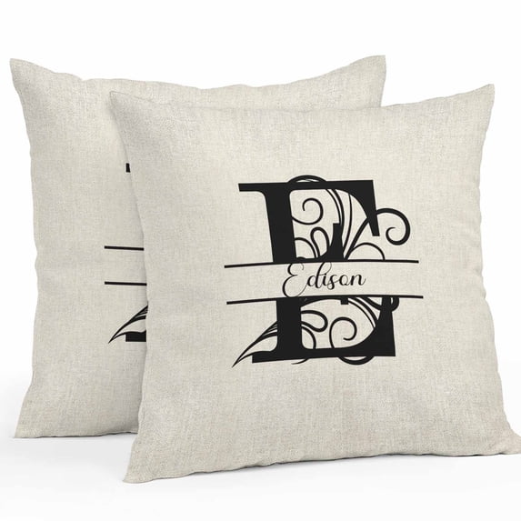 Throw Pillow Covers 18x18 Inch Set of 2, Letter E Waterproof Outdoor Pillow Covers, Monogram Words Decorative Cushion Pillowcases for Couch, Sofa, Bed, Garden, Patio