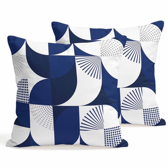 Throw Pillow Covers 18x18 Inch Set of 2 Modern Blue Geometric Decorative Pillows Cushion Case Soft Square Pillowcases Blue Abstract Mid Century Throw Pillows for Couch Sofa Bed Chair Home Decor