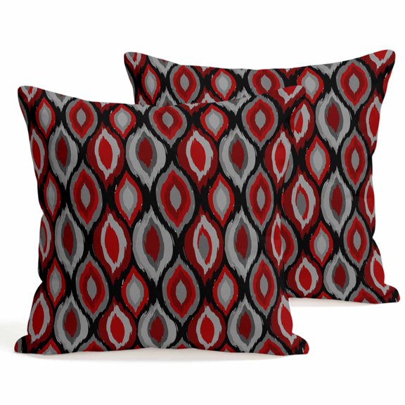 Throw Pillow Covers 18x18 Inch Set of 2 Modern Diamond Pattern Decorative Pillows Cushion Case Soft Square Pillowcases Red Geometric Lines Throw Pillows for Couch Sofa Bed Chair Home Decor