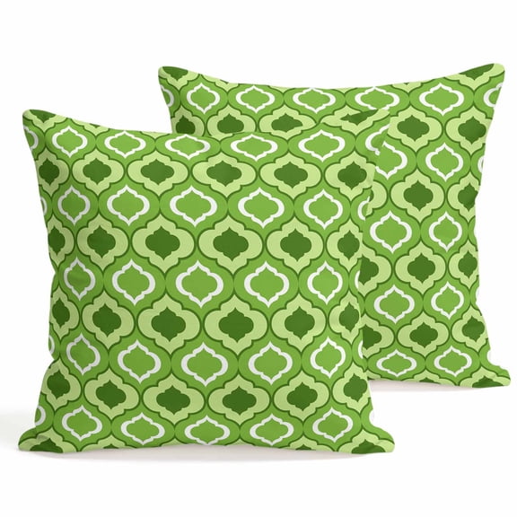 Throw Pillow Covers 18x18 Inch Set of 2 Moroccan Pattern Decorative Pillows Cushion Case Soft Square Pillowcases Green Geometric Trellis Throw Pillows for Couch Sofa Bed Chair Home Decor