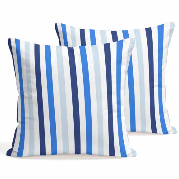 Throw Pillow Covers 18x18 Inch Set of 2 Navy Blue Striped Decorative Pillows Cushion Case Soft Square Pillowcases Lines Stripes Throw Pillows for Couch Sofa Bed Chair Home Decor