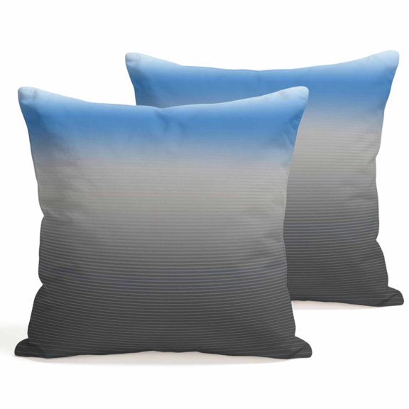 Throw Pillow Covers 18x18 Inch Set of 2 Ombre Grey Blue Decorative Pillows Cushion Case Soft Square Pillowcases Gradient Stripes Throw Pillows for Couch Sofa Bed Chair Home Decor
