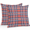 thumbnail image 1 of Throw Pillow Covers 18x18 Inch Set of 2, Orange Blue Waterproof Outdoor Pillow Covers, British Style Buffalo Plaid Lattice Decorative Cushion Pillowcases for Couch, Sofa, Bed, Garden, Patio, 1 of 9