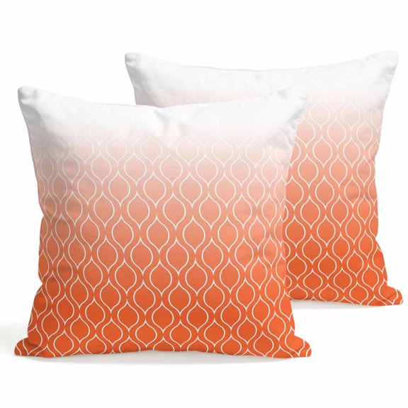 Throw Pillow Covers 18x18 Inch Set of 2 Orange Morocco Decorative Pillows Cushion Case Soft Square Pillowcases Ombre Geometric Lines Pattern Throw Pillows for Couch Sofa Bed Chair Home Decor