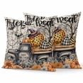 thumbnail image 1 of Throw Pillow Covers 18x18 Inch Set of 2 Orange Pumpkin Truck Halloween Decorative Pillow Covers Trick Or Treat Cobweb Cushion Cover Pillowcase for Sofa Couch Bed Home Decor, 1 of 9