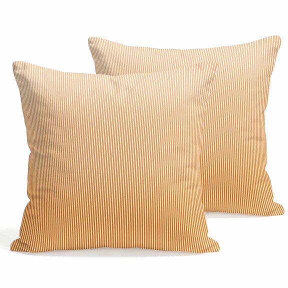 Throw Pillow Covers 18x18 Inch Set of 2 Orange Stripes Decorative Pillows Cushion Case Soft Square Pillowcases Simple Vertical Striped Throw Pillows for Couch Sofa Bed Chair Home Decor