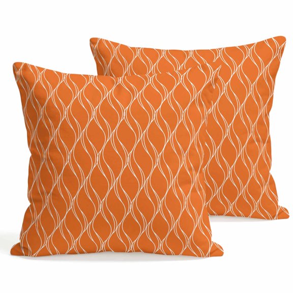 Throw Pillow Covers 18x18 Inch Set of 2 Orange Stripes Lines Decorative Pillows Cushion Case Soft Square Pillowcases Abstract Waves Striped Throw Pillows for Couch Sofa Bed Chair Home Decor