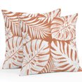 thumbnail image 1 of Throw Pillow Covers 18x18 Inch Set of 2, Palm Tree Monstera Waterproof Outdoor Pillow Covers, Amber Orange Leaf Boho Botanical Tropical Decorative Cushion Pillowcases for Patio Garden Couch Bed, 1 of 9