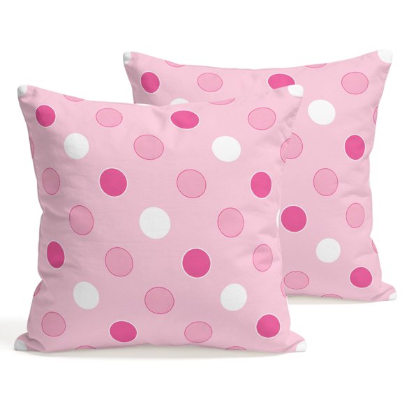 Throw Pillow Covers 18x18 Inch Set of 2 Pink Polka Dots Decorative Pillows Cushion Case Soft Square Pillowcases Funny Circles Spots Throw Pillows for Couch Sofa Bed Chair Home Decor