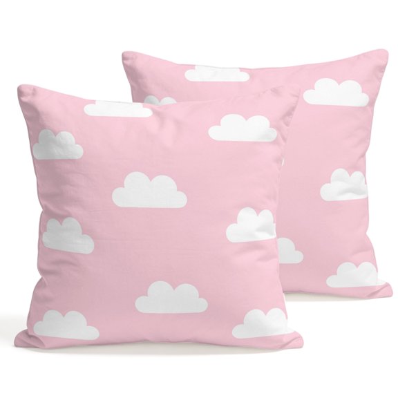 Throw Pillow Covers 18x18 Inch Set of 2 Pink Sky Clouds Decorative Pillows Cushion Case Soft Square Pillowcases Calm Atmosphere Throw Pillows for Couch Sofa Bed Chair Home Decor