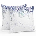 thumbnail image 1 of Throw Pillow Covers 18x18 Inch Set of 2, Purple Botanical Waterproof Outdoor Pillow Covers, Spring Weeping Eucalyptus Leaves Decorative Cushion Pillowcases for Couch, Sofa, Bed, Garden, Patio, 1 of 9