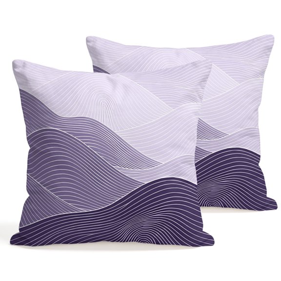 Throw Pillow Covers 18x18 Inch Set of 2 Purple Mountain Ridges Decorative Pillows Cushion Case Soft Square Pillowcases Topographic Lines Peaks Throw Pillows for Couch Sofa Bed Chair Home Decor