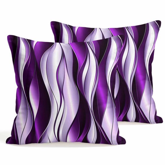 Throw Pillow Covers 18x18 Inch Set of 2 Purple Stripe Lines Decorative Pillows Cushion Case Soft Square Pillowcases Abstract Twist Striped Throw Pillows for Couch Sofa Bed Chair Home Decor