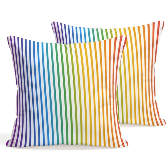 Throw Pillow Covers 18x18 Inch Set of 2 Rainbow Vertical Stripes Decorative Pillows Cushion Case Soft Square Pillowcases Parallel Lines Pinstripes Throw Pillows for Couch Sofa Bed Chair Home Decor