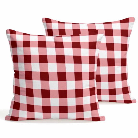 Throw Pillow Covers 18x18 Inch Set of 2 Red Check Buffalo Plaid Decorative Pillows Cushion Case Soft Square Pillowcases Check Lines Throw Pillows for Couch Sofa Bed Chair Home Decor