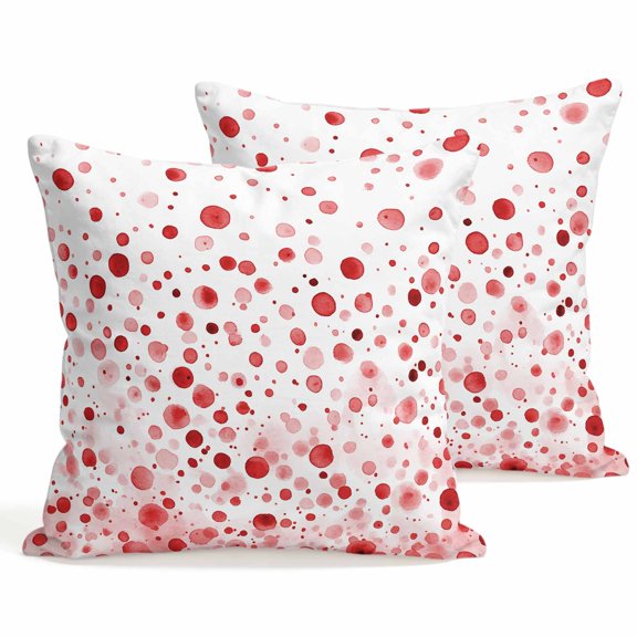 Throw Pillow Covers 18x18 Inch Set of 2 Red Polka Dot Decorative Pillows Cushion Case Soft Square Pillowcases Modern Art Throw Pillows for Couch Sofa Bed Chair Home Decor