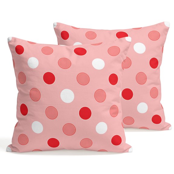 Throw Pillow Covers 18x18 Inch Set of 2 Red Polka Dots Decorative Pillows Cushion Case Soft Square Pillowcases Funny Circles Spots Throw Pillows for Couch Sofa Bed Chair Home Decor