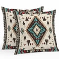 thumbnail image 1 of Throw Pillow Covers 18x18 Inch Set of 2, Red Teal Brown Southwestern Waterproof Outdoor Pillow Covers, Ethnic Geometric Boho Retro Decorative Cushion Pillowcases for Couch, Sofa, Bed, Garden, Patio, 1 of 9