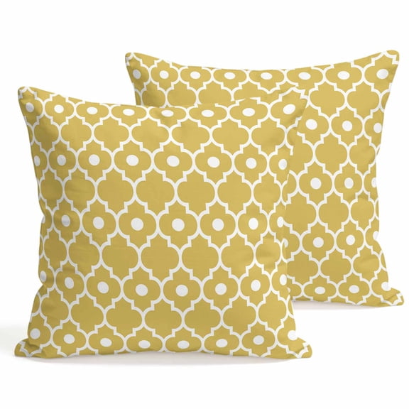 Throw Pillow Covers 18x18 Inch Set of 2 Retro Moroccan Design Decorative Pillows Cushion Case Soft Square Pillowcases Yellow Geometric Pattern Throw Pillows for Couch Sofa Bed Chair Home Decor