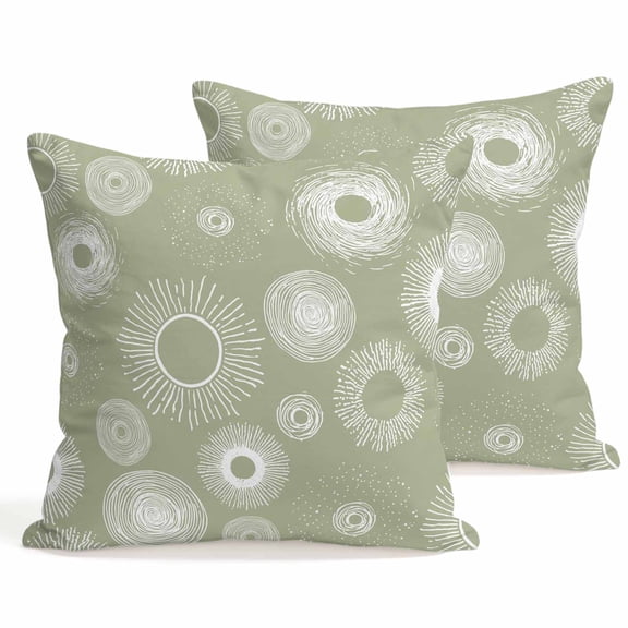 Throw Pillow Covers 18x18 Inch Set of 2 Sage Green Circle Decorative Pillows Cushion Case Soft Square Pillowcases Lines Modern Abstract Art Throw Pillows for Couch Sofa Bed Chair Home Decor